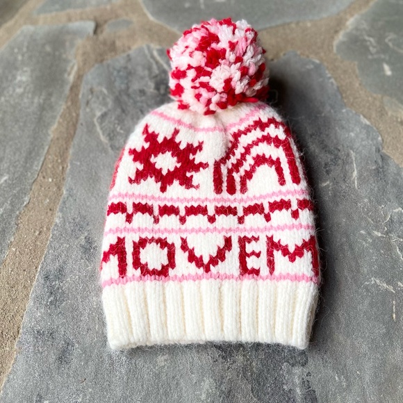 New! Free People-Crystal Skies Beanie In Red/ Pink - Picture 3 of 4